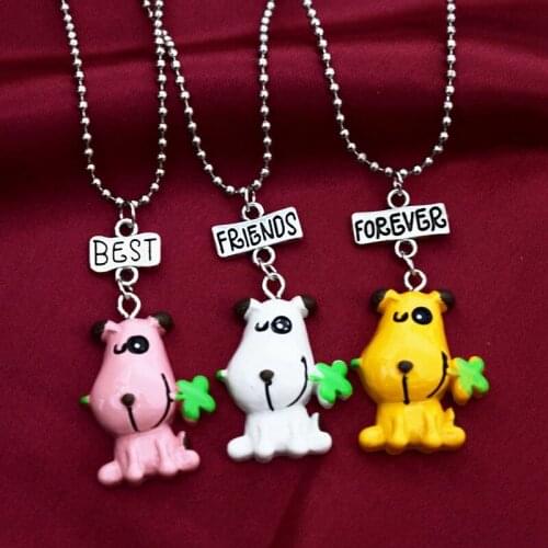 Simulation Lucky Dog bff 3 Pendant Necklace Children Best Friends Forever Boys Girls Friendship Jewelry Birthday Gift