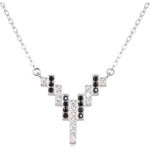 Sole Memory Shiny Zircon Geometric Heart Temperament 925 Sterling Silver Clavicle Chain Female Necklace SNE607