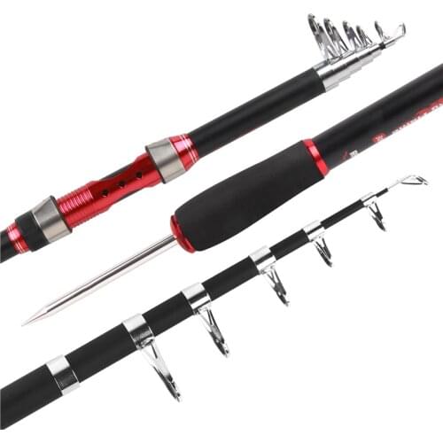 Portable 2.1m-3.0m Carbon fiber sea Spinning Rod fishing pole telescopic Rock carp Fishing Rod with stainless steel rod holder