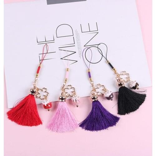 New Tassel Cat Smart Phone Strap Lanyards for iPhone/Samsung case Keys Decoration Mobile Phone Strap Rope Phone Charms