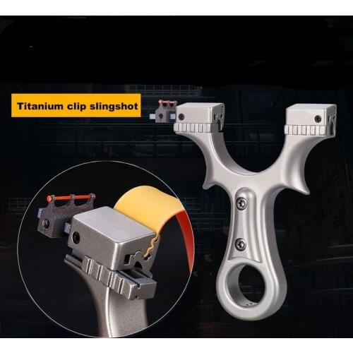 Butterfly Clip Straight Plate Slingshot All Titanium Alloy Rubber Band+fiber Optic Sight High Precision for Outdoor Hunting