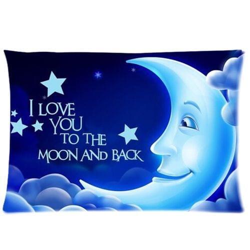 Blue I Love You to the Moon and Back Pillows Cases Covers Love Quote Pillowcase Pillow Case Anniversary Wedding Valentine Gifts