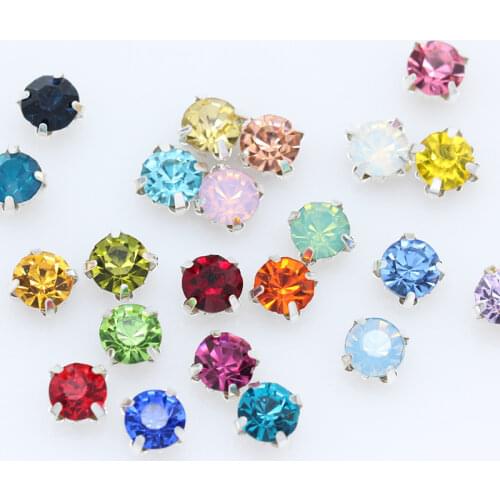 100p 3mm color Sew on crystal glass Rhinestone Diamante jewels Silver Cup Claw Montees 4-holes Sewing Stone Beads craft clothes