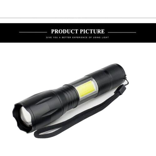 LED Flashlight With COB Side Light 4 Lighting modes Waterproof 18650 Battery Work Light Emergency Lighting Portable Flashlight