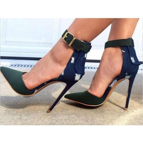 Sexy New patchwork high heel pumps pointed toe summer autumn stiletto heels ladies party dress shoes woman women size 34