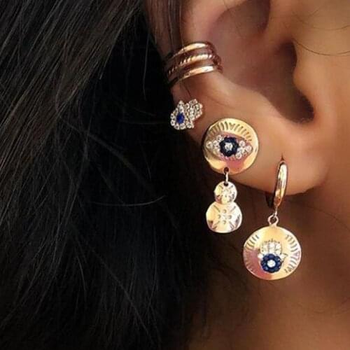 Vintage Earrings Hiphop Crystal Hand Earrings for Women Punk Femme Ear Cuff Geometric Women Earrings Sets Flower Earring Bijoux