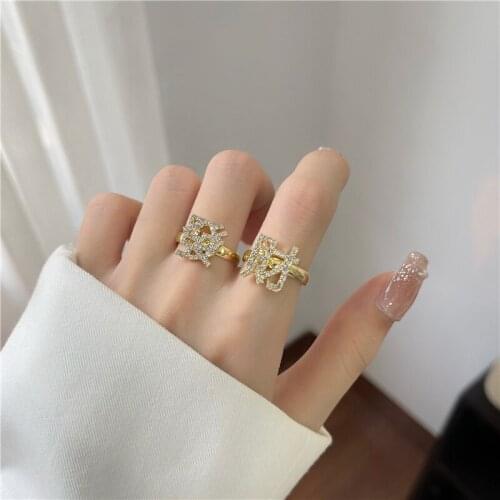 Make a Fortune Simple Rings for Women High Cubic Zirconia Adjustable Ring
