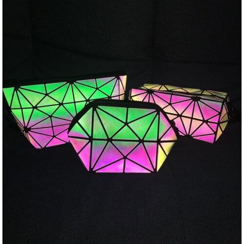 2020 Pvc Makeup Bag Lingge Fashion Womens Bag Small Bag Luminous Reflection Customized Gift Make-up Bag Portable Organizer