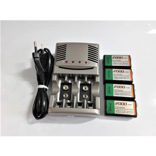 4PC 2000mah 9V NiMH battery 9v rechargeable battery Universal 9v charger