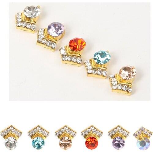 6 Types/100pcs Gold Alloy Nail Art Decorations Luxury Cubic Crystal Rhinestones Jewelry Metal Manicure Nails DIY Accessorie