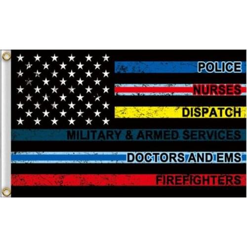 90x150cm Thin Multi Line Multi Occupations Flag The United States Decorative Flags And Banners Polyester Flying Banner