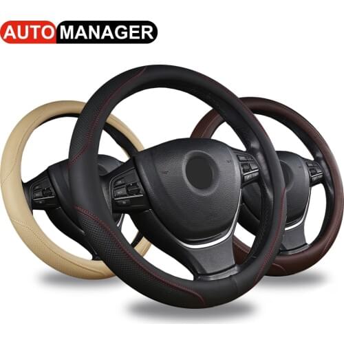 Automobile Steering Wheel Cover Car Leather Steering Covers for Most Cars 15 inch 38cm Steering-Wheel Protector