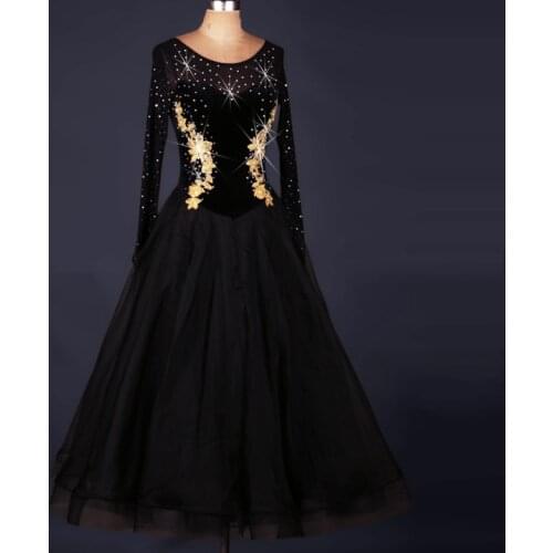 Customize black Perspective rhinestones ballroom dance dresses woman waltz dress Standard ballroom dancing clothes Social dance