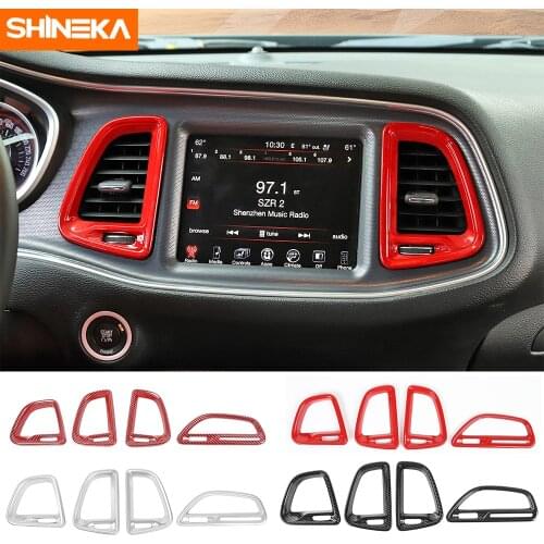 SHINEKA Car Interior Central Console Air Conditioning Vent Decoration Cover Stickers Accessories for Dodge Challenger 2015