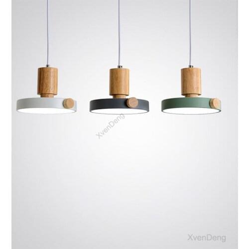 Nordic Wood Pendant Lights Modern Led Iron Hanging Lamps Kitchen Dining Room Bedside Indoor Suspension Home Lighting Fixtures