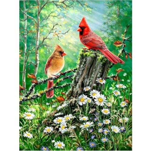 Daisy Flor Embroidery Mosaic Cardinal Bird Diamond Painting Kits Beads Picture Wall Paper Rhinestones Drawing Christmas Gift New