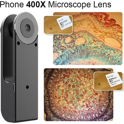 For iPhone Android Universal 400X Microscope Lens Phone HD Camera Lens Easy Use High Magnification LED Light Magnifying Glass