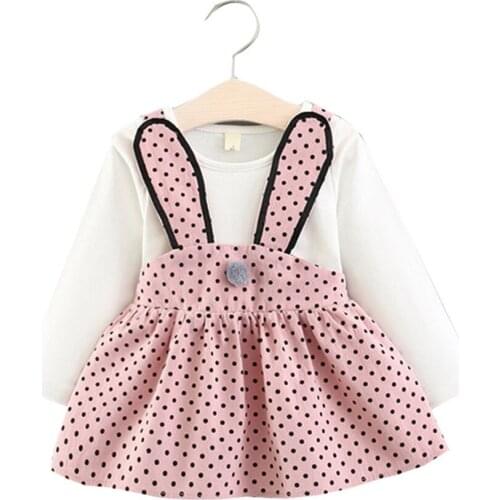 Rabbit Design Cotton Girl Dress Fashion Girls Clothes Cute Kids Clothing Newborn Casual Toddlers Outfits 3 Colors Available