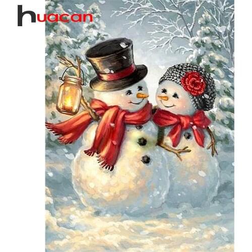 Huacan Diamond Mosaic Sale Snowman 5D DIY Diamond Painting Winter Pictures Of Rhinestones Christmas Decoration