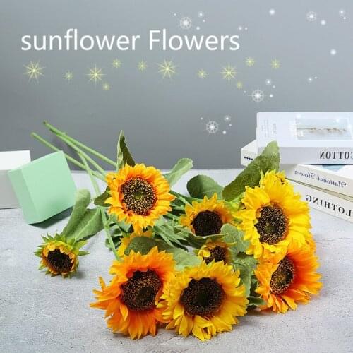 1Pcs Artificial sunflower Flowers bouquet silk Fake flower high quality flores for home garden party wedding decoration DIY
