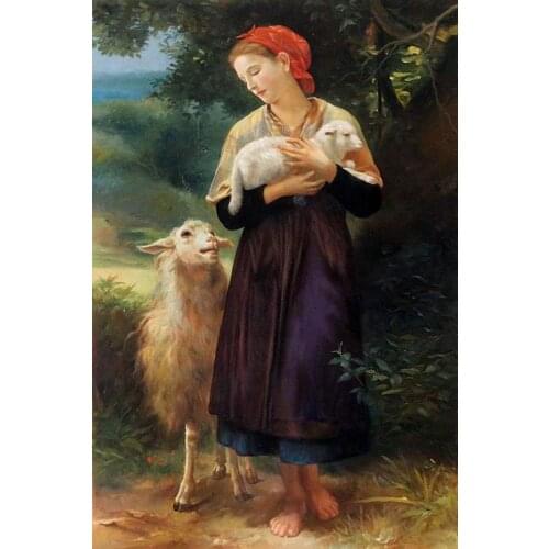 Portrait oil painting The Shepherdess 1873 William Adolphe Bouguereau Painting High quality hand painted free shipping