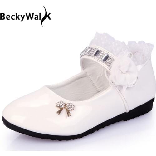 Lace Girl Shoes Kids Girls Princess White Wedding Shoes Children Baby Girl Shoes PU Leather Sneaker Dance Shoes EU21-36 CSH139