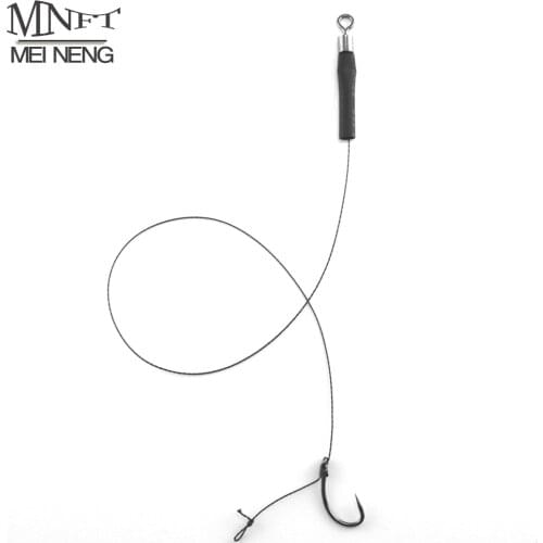 MNFT 6Sets/Pack Barbless Hook Hand Tied Carp Fishing Hair Rig with Swivel Braided String Fishing Line Hooks Size 6# 8# 10