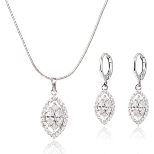 MxGxFam A+++ Zircon Pendant Necklace and Drop Earring Accessoriess for Women to Party/Wedding/Gift