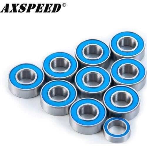 AXSPEED 10PCS Rubber Sealed Bearing Set for Tamiya Grasshopper, Hornet, Midnight Pumpkin, Lunch Box, & Unimog 406 Wheelie Parts