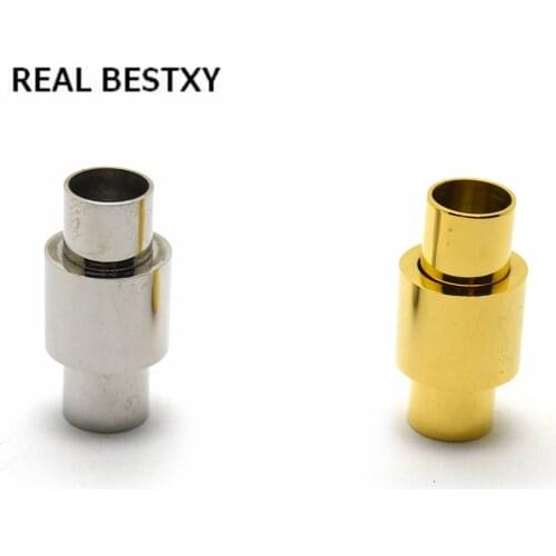 REAL BESTXY 5pc/lot HOT 6mm hole Stainless Steel Round Clasps For Bracelets magnet Silver Tone Clasp DIY Jewelry Findings High