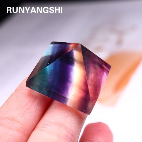Natural Crystal Pyramid Rainbow Fluorite Quartz Healing Stone Striped fluorite Chakra Reiki Crystal Point Energy Home Decor