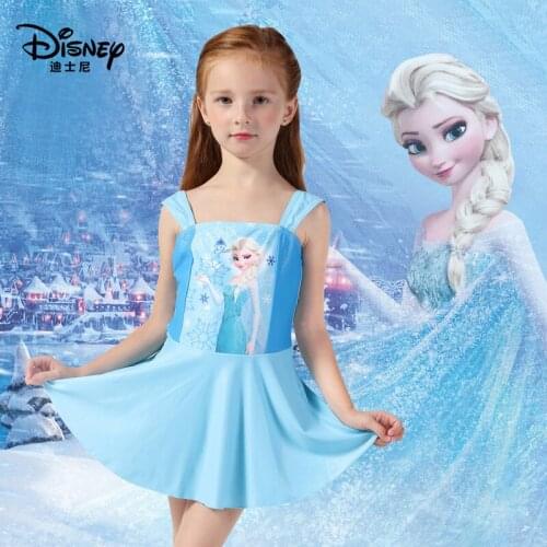 Original Disney Frozen Girls Swimsuit Childrens Swimsuit Princess Dress One-Piece Sunscreen Swimsuit
