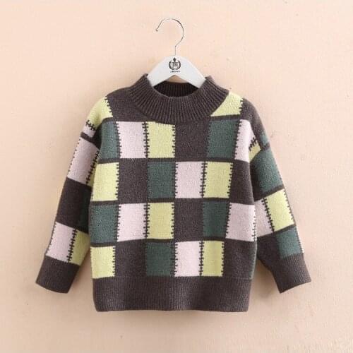 2020 Autumn Winter Kids Cartoon Fashion Plaid Sweater Children New Year Clothing Boys Girls Cotton Pullover Baby Costumes