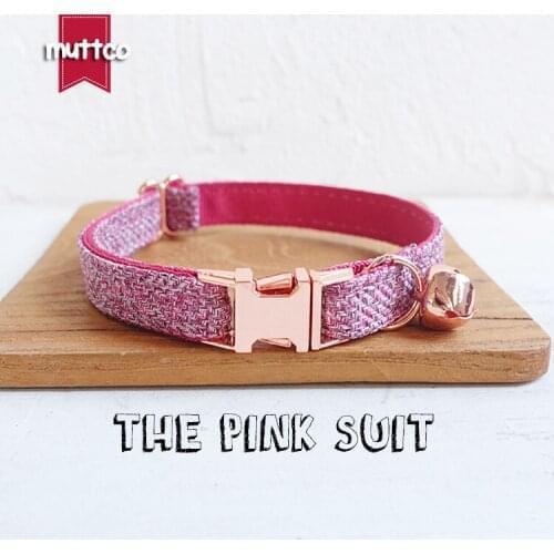 10pcs/lot MUTTCO retail with rose gold high quality metal buckle collar for cat THE PINK SUIT design cat collar 2 sizes UCC070M