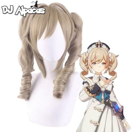 Genshin Impact Barbara Westwind Knights Praying Priest Curly Ponytail Cosplay Wig Hair Disfraz De Halloween Para Mujer