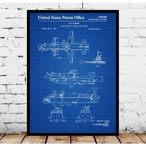 Space Shuttle Vehicle Patent Blueprint Poster