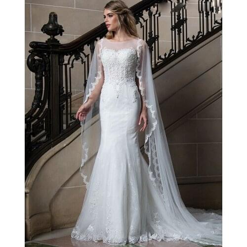 Elegant Mermaid Wedding Dress Vestido de Noiva Sereia Zipper Back Robe de Mariage Ivory Tulle Luxury Brautkleid Bridal Gown