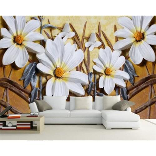 Beibehang Custom wallpaper simple floral relief TV background wall living room bedroom sofa background wall mural 3d wallpaper