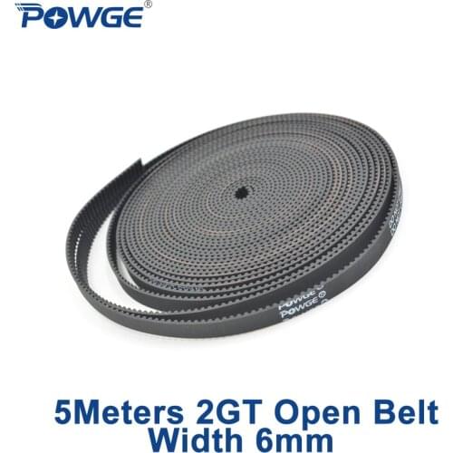 POWGE 5meters 2MGT 2M 2GT open synchronous Timing belt GT2 2M-6 2GT-6 width 6mm Rubber Small backlash Linear Motion 3D Printer