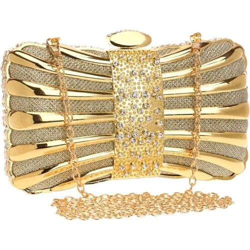 New Luxury Evening Bag For Women 2019 Sequined Metal Diamonds Clutch Bag Small Wedding Ladies Party Shoulder Handbags sac a main