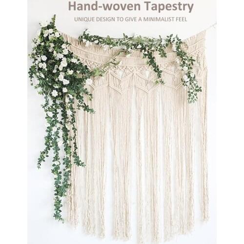 Hand-woven Tapestry Cotton Yarn Knitted Door Curtain Wedding Party Backdrop Decoration Background Door Curtain