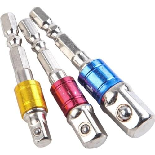 3Pcs/Set Drill Socket Adapter Impact Drill Extension Drill Bits Bar Socket Adapter 1/4 3/8 1/2 Hex Shank Square Head Drill Bit