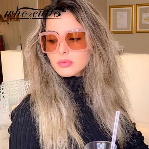 Vintage Fashion Oversized Sunglasses Women Brand Design 2020 Vintage Square Frame Big Large Sun Glasses Pink Shades Female S271