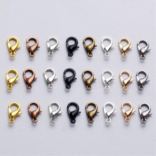 12mm 50pcs Lobster Clasps Hooks Gold/Rhodium/Silver For Jewelry Making Necklace Bracelet DIY Jewelry Findings