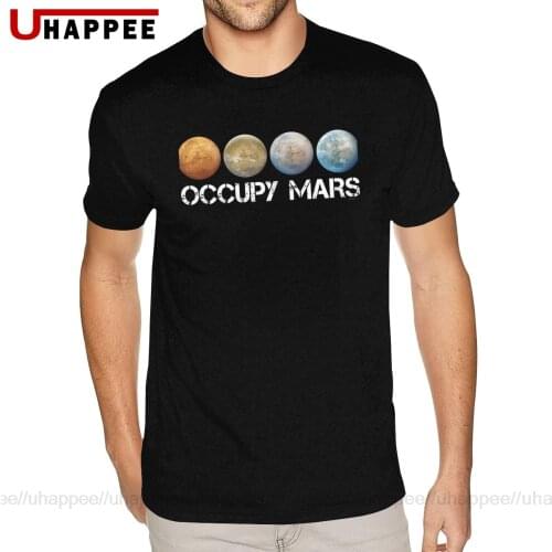 Yellow Occupy Mars Terraform SpaceX Shirt Men Cheap Custom Short Sleeves Red Crew Neck Tee Shirt