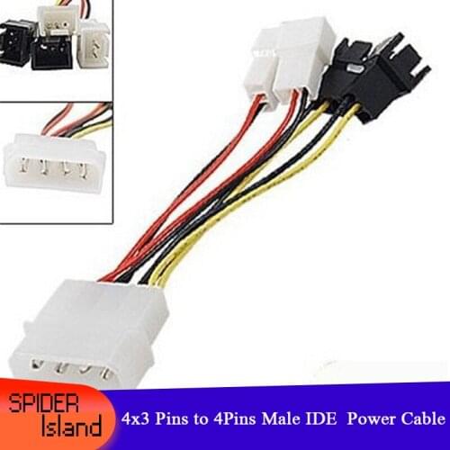 20PCS/LOT Free shiping High Quality HOT Sale Type-D 4pin to 4x3pin speed down power adapter 12v 5v fan power cable