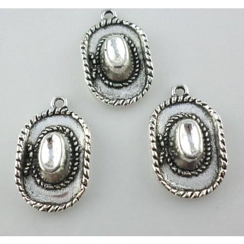 20pcs Tibetan Silver Craft Cowboy Hat Charms Pendants 14x22mm DIY Jewelry Findings Making