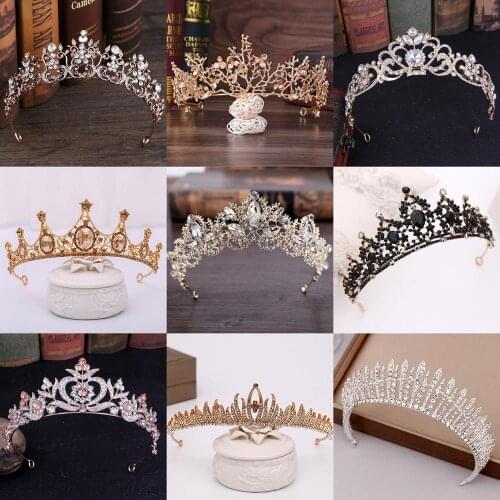 2020 Luxury Crystal Queen Bride Crowns And Tiaras Bridal Headbands Baroque Pearls Wedding Diadem For Women Prom Hair Accessories