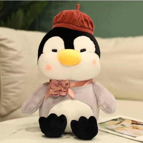 30/45/55CM Cute Penguin Plush Toy Painter Penguin Kawaii Stuffed Doll Home Decoration Girl Holiday Gift
