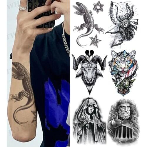 3D Black Lizard Temporary Tattoo Stickers Gecko Designs Waterproof Fake Tattoo For Men Women Body Art Leg Tatoos Make Up Sticker